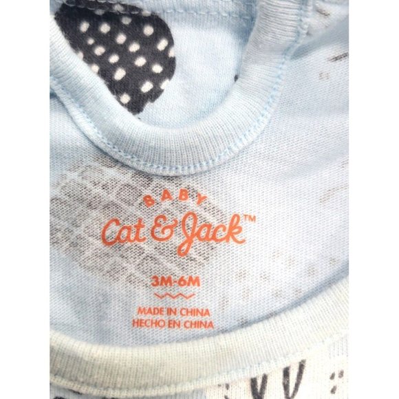 Cat and Jack 3 mos - infant baby Blue and white rabbit long sleeve creeper - Picture 3 of 3